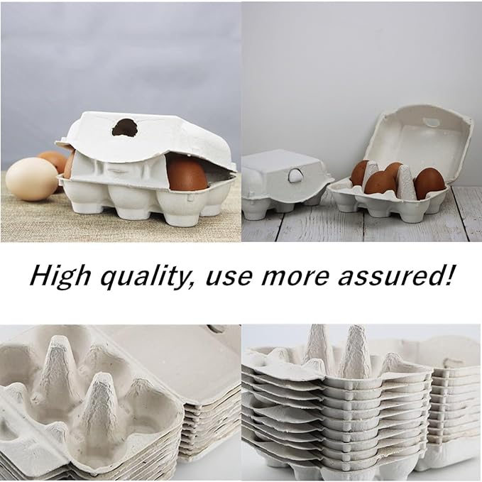 30 Pack Blank Natural Pulp Egg Cartons, Reusable 6 Count Eggs Holder Container for Chicken Eggs Bulk Vintage Half Dozen Empty Egg Cardboard Paper Cartons