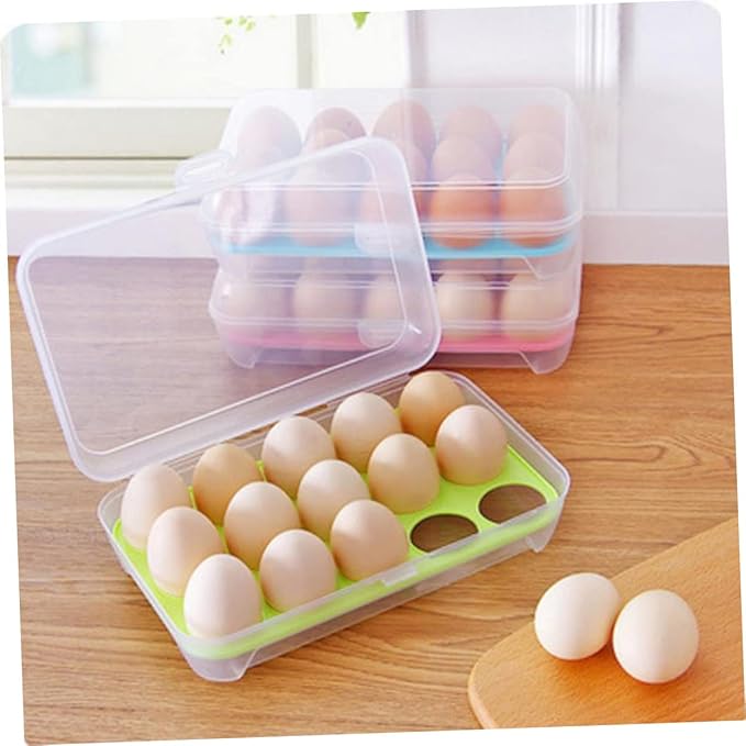 ARTIBETTER 2pcs Egg Holder Storage Rack Plastic Tray Eggs Storage Container Kitchen Organizers Random Color