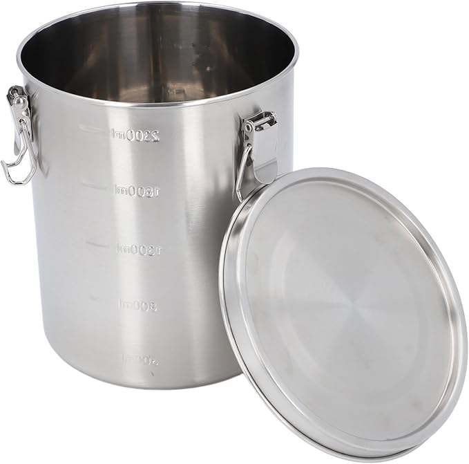 Fockety Airtight Dog Food Storage Container, Stainless Steel Food Canister with Lid and Sturdy Locking Clamp, Dog Cat Bird and Other Pet Food Storage Bin for Rice, Cereral, Grain, Flour