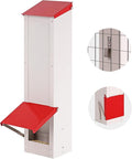 Galvanized Chicken Feeder Hanging Chicken Coop Feeder Automatic Gravity Feeder Outdoor Weatherproof Metal Poultry Feeder with Lid Holds 8Lbs of Feed, No Waste Design