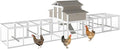 195.48" L 2-Story Chicken Coop with Extra Run Cage,Chicken House Hen House with 2 Large Nesting Boxes,Expandable Poultry Cage for 6-8 Chicken with 8 Perching Bars,Pull-Out Tray,Ramps(Grey)