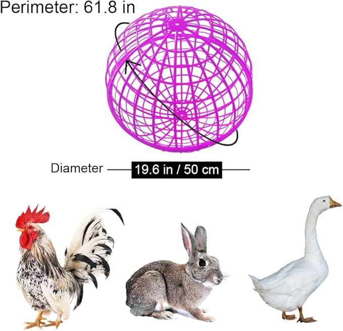 3 PCS 19.6" Movable Ball-Shaped Animals & Poultry Cages,Pet Safe Walking Net, Farm Courtyard Outdoor Accessible Rolling Rabbit Duck Hutch Chicken Coop,Preventing Dog Bites Trampled by Horse