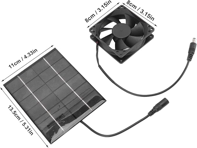 Solar Panel Fan Exhaust Air Ventilation for Greenhouse, Shed, Motorhome, Chicken House, Heat Dissipation Tool, Outdoor Ventilator for Pets