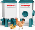 Chicken Feeder and Waterer Set, 1.9 Gallon/17.7 Pounds, Automatic Chicken Feeders and Chicken Waterer, Detachable for Chickens, Duck & Quail Coop Use, Outdoor Farm & Backyard (Lake Blue)