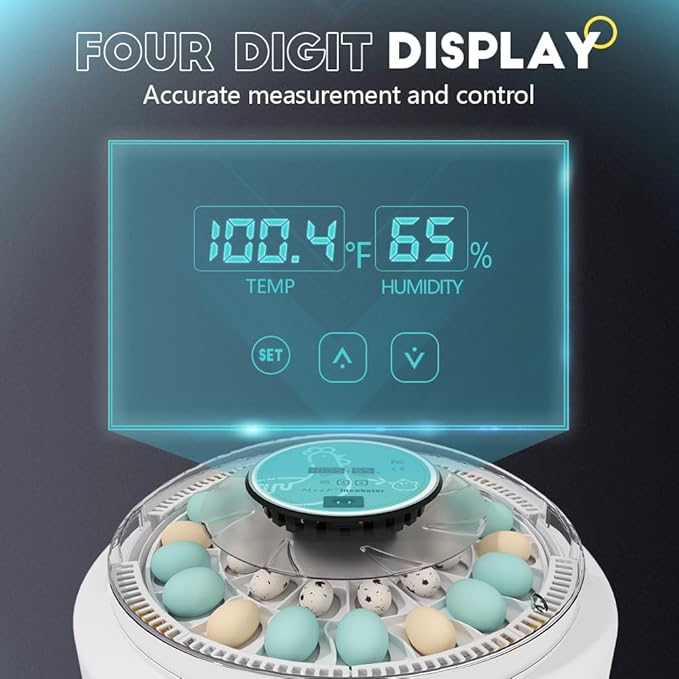 MeeF incubators for Hatching Eggs,Automatic 30 Eggs Incubator with Automatic Turner and Humidity Control, can Hatch Duck Eggs, Pigeon Eggs, Bird Eggs,Quail Eggs and 15 Goose Eggs