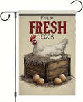 Farm Fresh Eggs Garden Flag 12x18 Inch Double Sided Outdoor Yard Banner Hen on Nest Rustic Farmhouse Country Decor for Garden Porch Patio Lawn Home Decoration