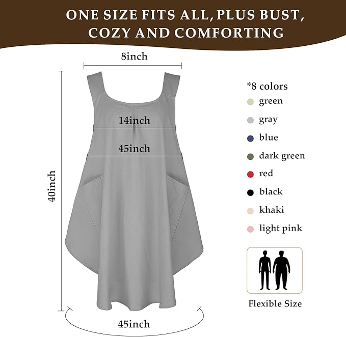 Apron for Women with Pocket Cotton Linen, Japanese Cross Back Apron for Gardening Painting
