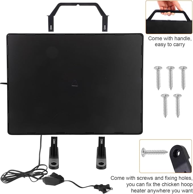VIHOSE Chicken Coop Heater Chick Starter Kit Include 160w Adjustable Radiant Heat Panel 0.8 Gal Chicken Waterer and 2.9 Lbs Feeder and Chick Perch Flip Top Poultry Feeder
