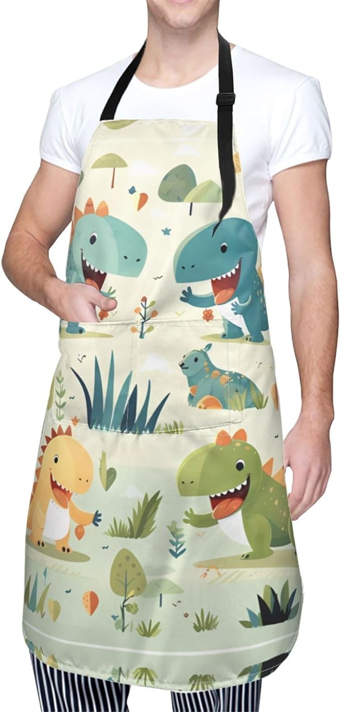 Dogs and Roses Heavy Duty Waterproof Apron with Pockets for AdultsResistant Grilling, Gardening, Painting