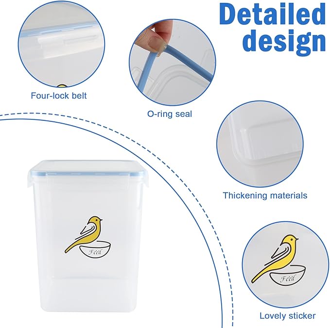 Bird Seed Storage Container,Airtight Bird Food Container-5.2L,Bird Seed Containers with Scoop,Pet Food Storage Containers for Wild Bird Seeds Dispenser |Storing Sunflower Seed|BPA Free-Blue