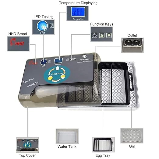 Egg Incubator with Automatic Turning, Digital Poultry Hatcher for 12-35 Eggs, Egg Candling, Temperature Control for Chickens, Ducks, and Quails