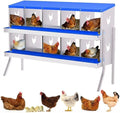 Chicken Nesting Box,10 Holes Galvanized Steel Metal Chicken Laying Box with Automatic Roll-Away Egg Collection System & Removable Tray,Wall Mount Nesting Boxes