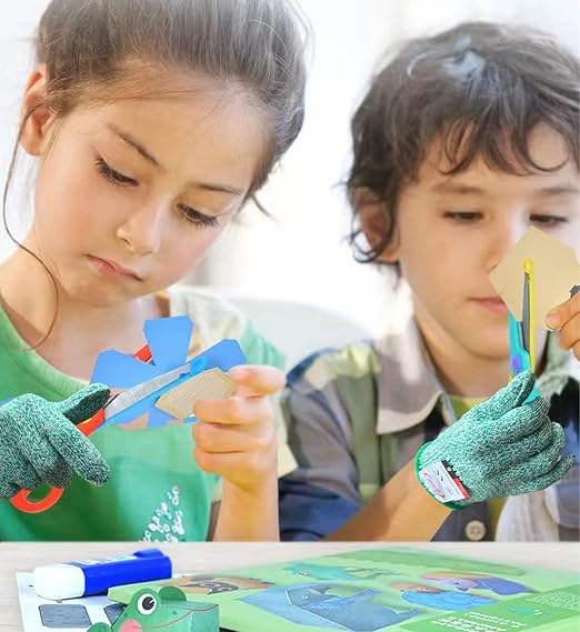 2 Pairs Cut Resistant Gloves for Kids 4-6 Years, Level 5 Protection Cutting Gloves Food Grade for Cooking, Whittling, Wood Carving, Gardening and DIY(Grey-XXXS)