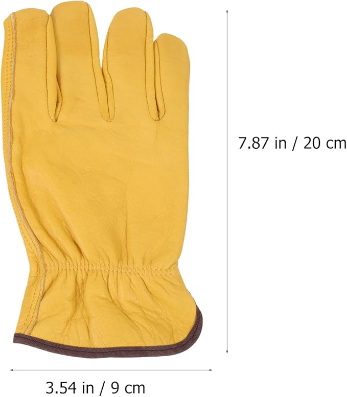 Kichvoe Puncture-resistant Cowhide Gardening Gloves Professional Work Gloves for Outdoor Planting and Pruning Sturdy Full-grain Leather Medium Size