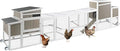 Portable Chicken Coop Wooden Hen House with Nesting Box,157.4" L Outdoor Chicken House with Wheels and Removable Tray,Fir Wood Chicken Tractor with 4 Ventilation Door and Ramp,Grey