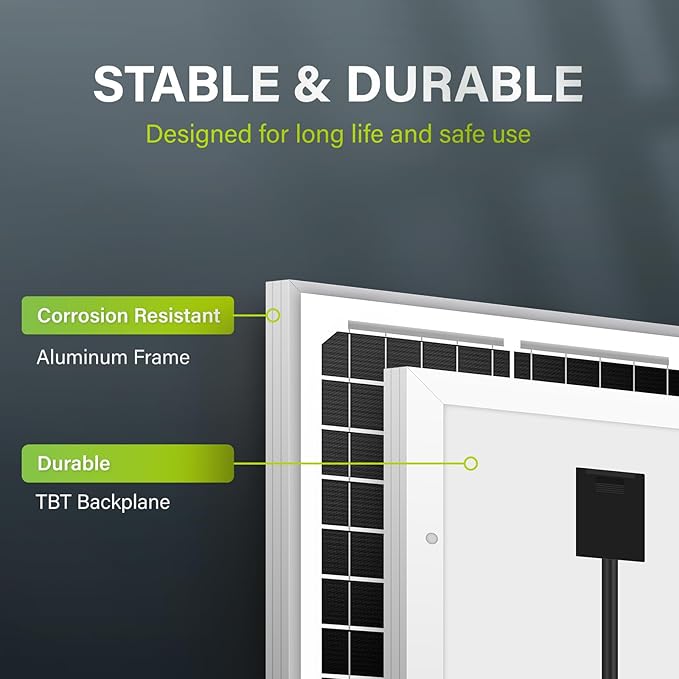 Newpowa 10W(Watts) 12V(Volts) Monocrystalline 10BB Solar Panel High-Efficiency PV Module Power for Boat RV Gate Opener Fences