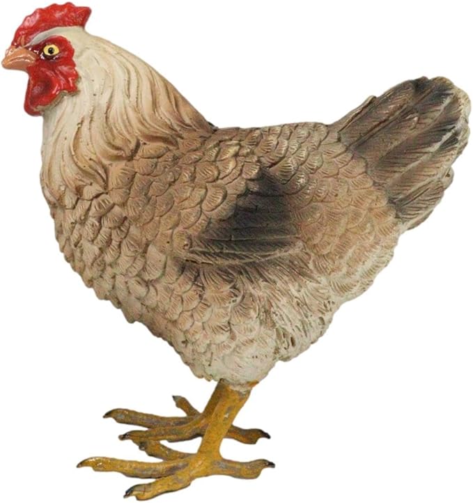 Ebros Gift Rustic Western Country Farm Light Brown Chicken Hen Figurine 4.5" Tall Chickens Roosters Kitchen Desktop Shelf Mantel Decorative Accent Sculpture in Vivid Colors