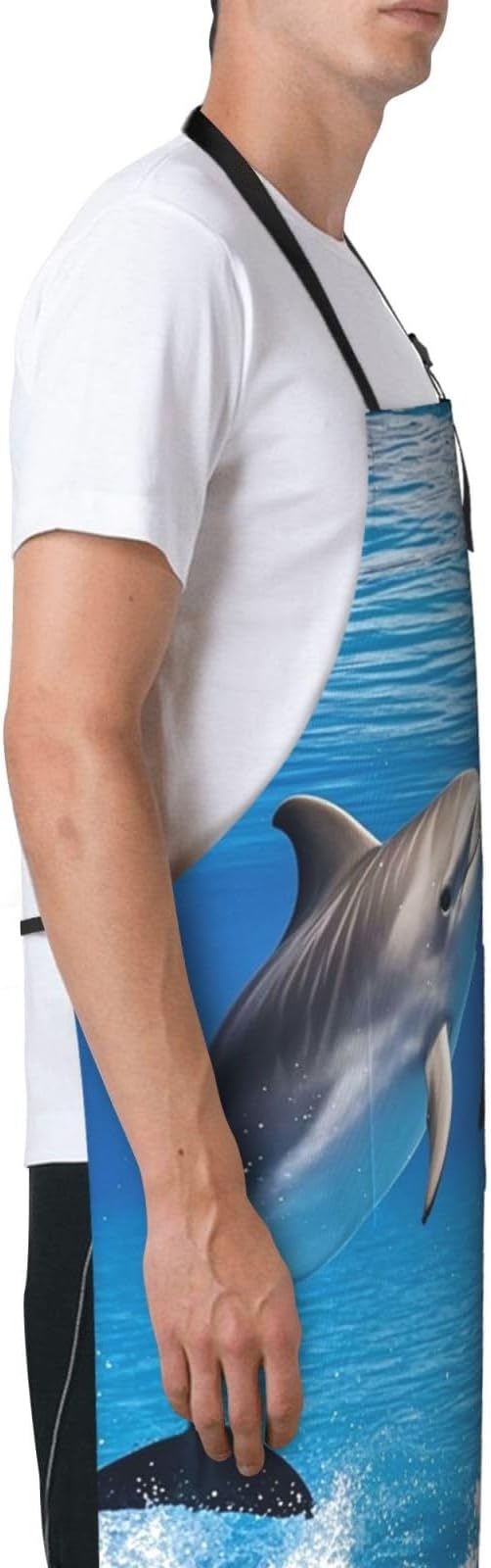 Waterproof Apron Adjustable Bib for Women Men Vintage Nautical White Ship Cooking Aprons Chef Bibs with 2 Pocket
