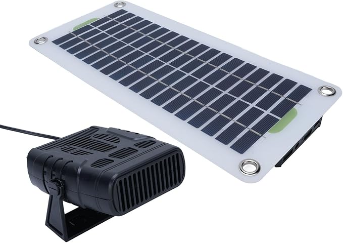 Diyeeni Solar Powered Heater, 30W Solar Chicken Coop Heater, Advanced Temperature Control, Portable Single Solars Panel with Heating Fan for Greenhouse, Pet House