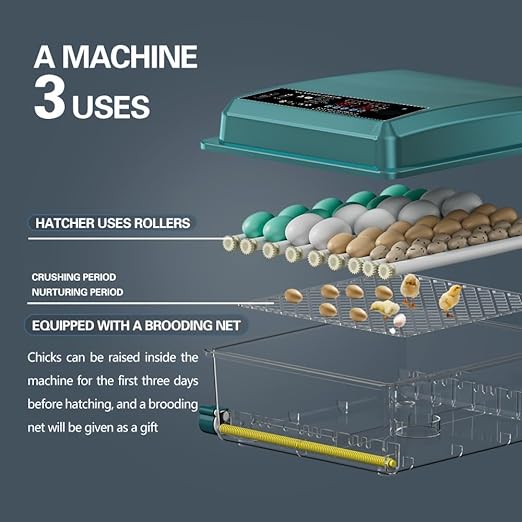 Automatic Egg Incubator 36-Tray, Digital Humidity Control with Auto Flip, Adjustable Egg Spacing, Fahrenheit Display, Suitable for Chicken, Duck, Goose, Bird Eggs, Quail Eggs