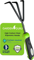 Garden Guru Hand Cultivator Rake Tiller Tool – High Carbon Steel for Ultimate Strength - Rust Resistant – Ergonomic Handle – Great for Gardening Cultivating Loosening Weeding (2 Pack)