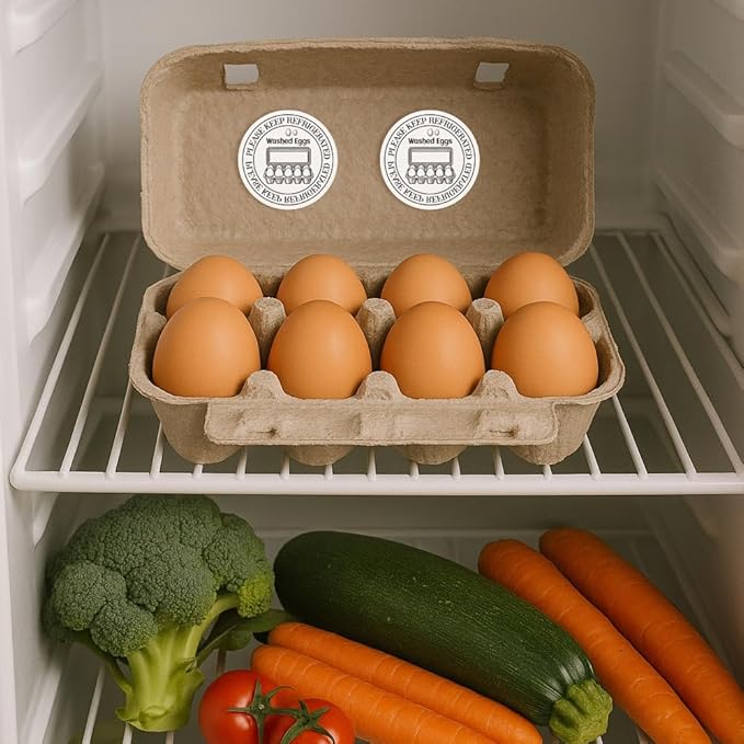 320 Pcs Farm Fresh Eggs Carton Labels, 2 Inch Round Washed Eggs Labels Self-Adhesive Egg Packaging Stickers for Chicken Egg Box Container Farm Supplies