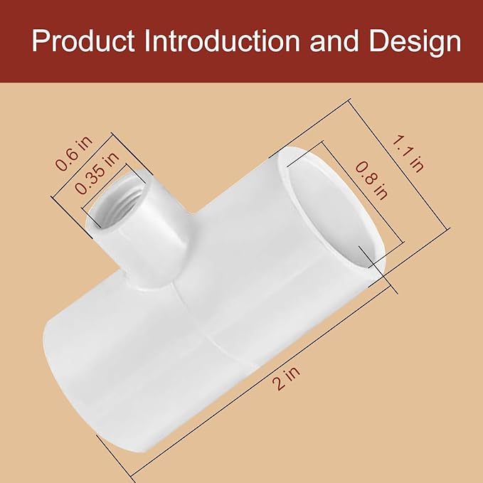 20 Pack Chicken Waterer ABS Tee Fittings. Suitable for Chicken Water Cups, Nipples and Other Poultry Waterers, White and Thickened