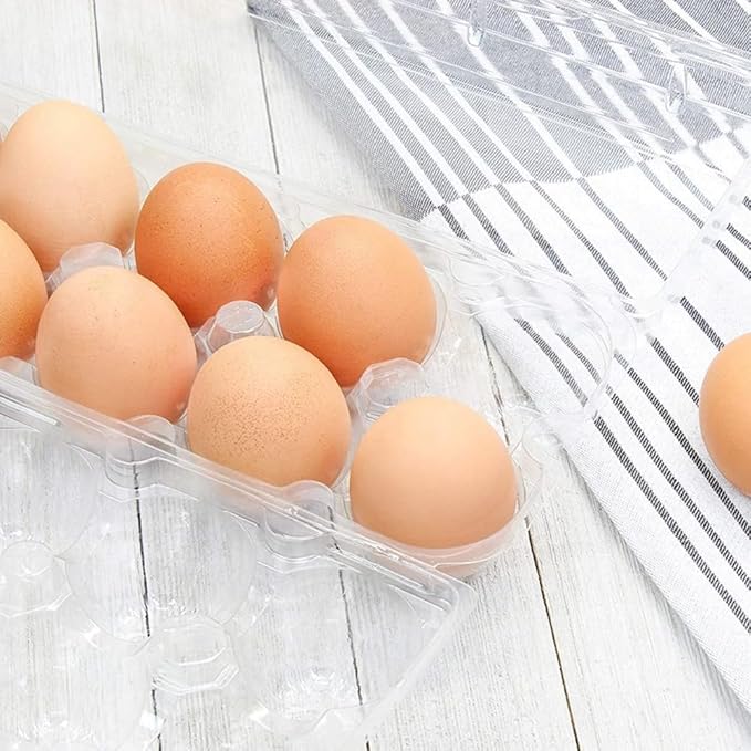 Limera Disposable Plastic Egg Cartons, Clear, 100 Pieces, Tray Egg Container Holder for Refrigerator (12 Egg Tray), Transparent