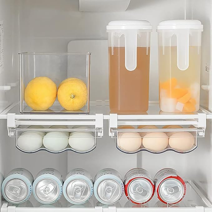 Egg Holder for Refrigerator, Fridge Egg Storage Tray, Clear Plastic Egg Drawer for Refrigerator, Space Saver Egg Storage Container & Organizer