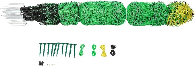 Electric Fence Netting, 49.56" x 164' L Chicken Fence Portable Livestock Nets Mesh Larger Animals Electric Fencing Electric Fence Kit for Goats, Sheep, Lambs, Hogs