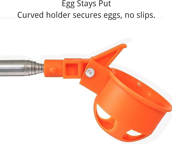 Egg Grabber for Chicken Eggs – Extendable Stainless Steel Egg Picker Tool, Lightweight Telescoping Egg Collector for Coop, Poultry Nest, and Farm (15"–78")