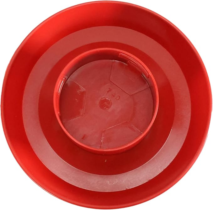 Little Giant® Screw-On Poultry Waterer Base | Heavy Duty Plastic Water Tray Base for Container | Chicken Waterer Screw on Base (Red, 1 Count)