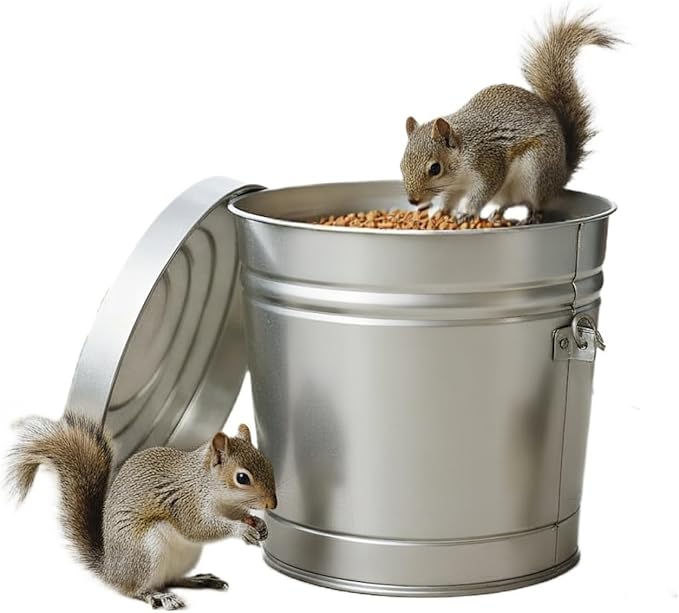 6-Gallon Galvanized Steel Storage Can with Lid, Heavy-Duty Metal Trash Can for Outdoor, Indoor Use, Pet Food Container, Bird Seed Storage, Ash Bucket, Rodent Proof, Ideal for Garage, Garden, Patio