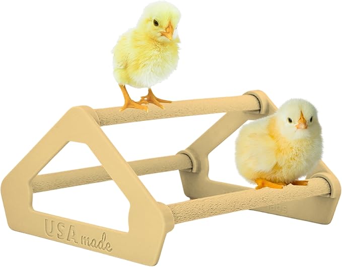 Roosting Perch for Baby Chickens, Chick Brooder Coop Training Toy Accessory, Easy Click Together Assembly, Durable Plastic, Mix and Match Colors, USA Made (Tan, 1 Pack)