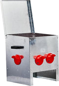 Automatic Chicken Feeder Rodent Proof, 4 Ports Large Capacity Metal Poultry Feeder with Handles and Lid, Galvanized Chicken Feeder for Hen Coop(Silver)