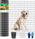 Welded Wire Fence 48inch x 50ft, Black PVC Coated Garden Fencing, 2 inch x 3inch 16Gauge Chicken Wire Fence Roll, Anti-Rust Metal Fencing for Yard Plant Protection Poultry Netting