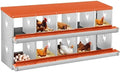 10-Compartment Double-Tier Metal Chicken Nesting Box - Rollaway Egg Laying Station - Vented, Easy-Clean Design, Wall Mount or Freestanding, Includes Egg Collection Tray, Red, Double Layer 10