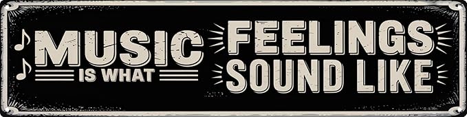 AWISZZZ Music is What Feelings Sound Like Metal Sign 4x16in Bohemian Plaque for Studio Wall Decor Musician Gift
