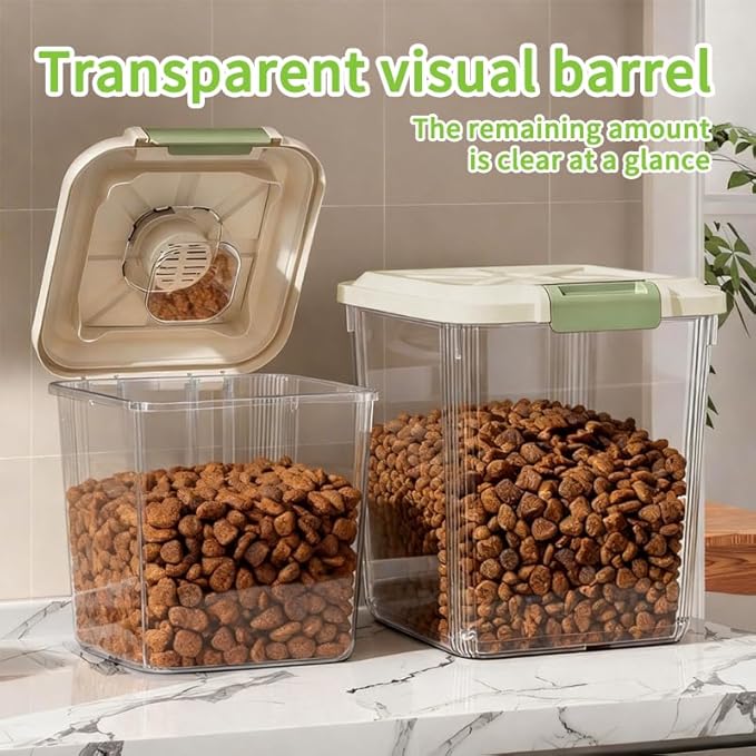 RPZ Large Capacity Pet Food Storage Container with Wheels, Airtight Dog Cat Food Storage Bin for Kitchen Pantry, 10-55 lbs Bulk Dry Food Storage with Built-in Scoop & Locking Lid-25kg