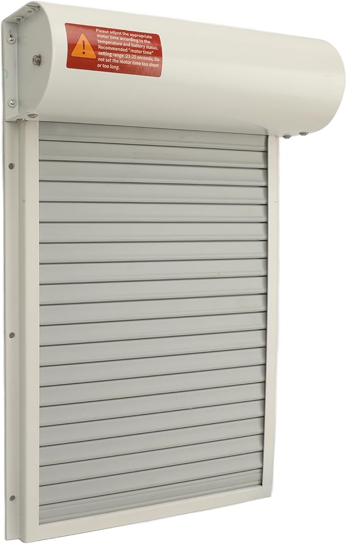 Zerodis Automatic Chicken Coop Door, Solar Powered Opener with Timer and Light Sensor, Programmable LED Display Controller, Iron Metal Frame and Plastic Panel for Chicken Duck Goose (White)