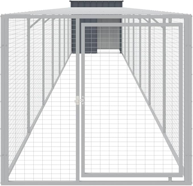 Chicken Cage Outdoor Galvanized Steel Anthracite 320.1"x43.3"x43.3", Heavy-Duty Run with Mesh Walls, Weather-Resistant Walk-in Coop for Backyard Garden and Farm
