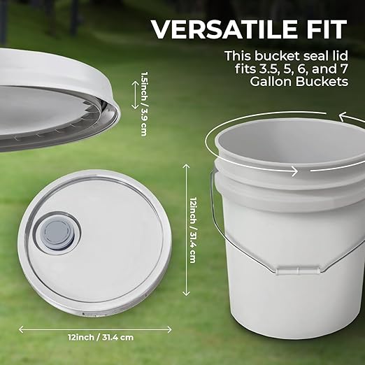 5-Gallon White Bucket Pail with Spout Lid, Metal Handles with Plastic Grip for Easy Carrying, Easy Stack and Store, Heavy-Duty Extra Durable, Food Grade, BPA Free - 1 Pack