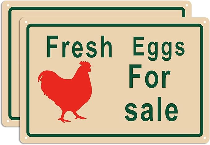 Farm Fresh Eggs for Sale Metal Sign, Farmhouse Chicken Coop Wall Decor Aluminum material，8x12 Inch, Weatherproof,2Pack