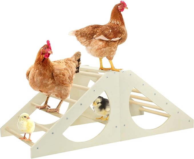 Vehomy Chicken Roosting Bar Solid Wood Roosting Ladder Poultry Perch Stand Jungle Gym for Backyards Chicken Coops Farms Chicken Toy for Chicks Hens Roosters Large Birds Parrots Macaws L