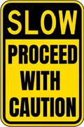 Vintage Metal Sign PROCEED WITH CAUTION Tin Sign Retro Wall Decor For Home Coffee Bar Funny Aluminum Sign 8x12 inch