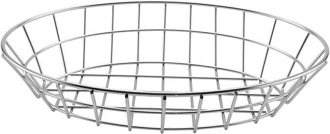 G.E.T. 4-84418 12" x 8.5" Oval Basket, 2" Clipper Mill, Stainless Steel
