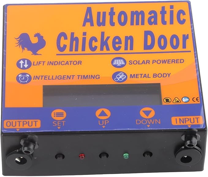 Automatic Chicken Coop Door Solar Powered Programmable Timer Control Aluminum Chicken Door for Poultry Safety Iron Sheet Metal Plastic 37x24.7cm