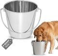 9 quart Heavy Duty Stainless Steel Round Bucket with Handle | 2.25 gal Sturdy Food & Water Bowl for XL Dog Goat sheep Horse & Livestock | Fits kennel Crate Farm | Hanging Utility Pet Pail