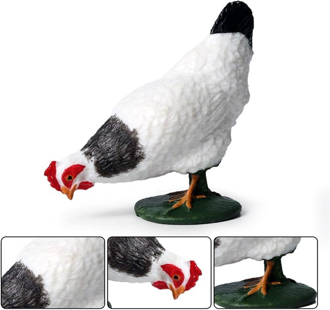 Farm Animals Figures, 5 Piece Simulated Farm Chicken Animal Statue Realistic Chicken Farm Animals Figures Cake Topper, Chicken Model Easter Egg Christmas Birthday Gift