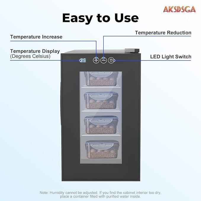 23L Reptile Incubator Cabinet Incubators for Hatching Eggs, Constant Temperature& Humidity Intelligent Reptile Egg Incubator with 10-40°C Cooling and Heating Temperature Control